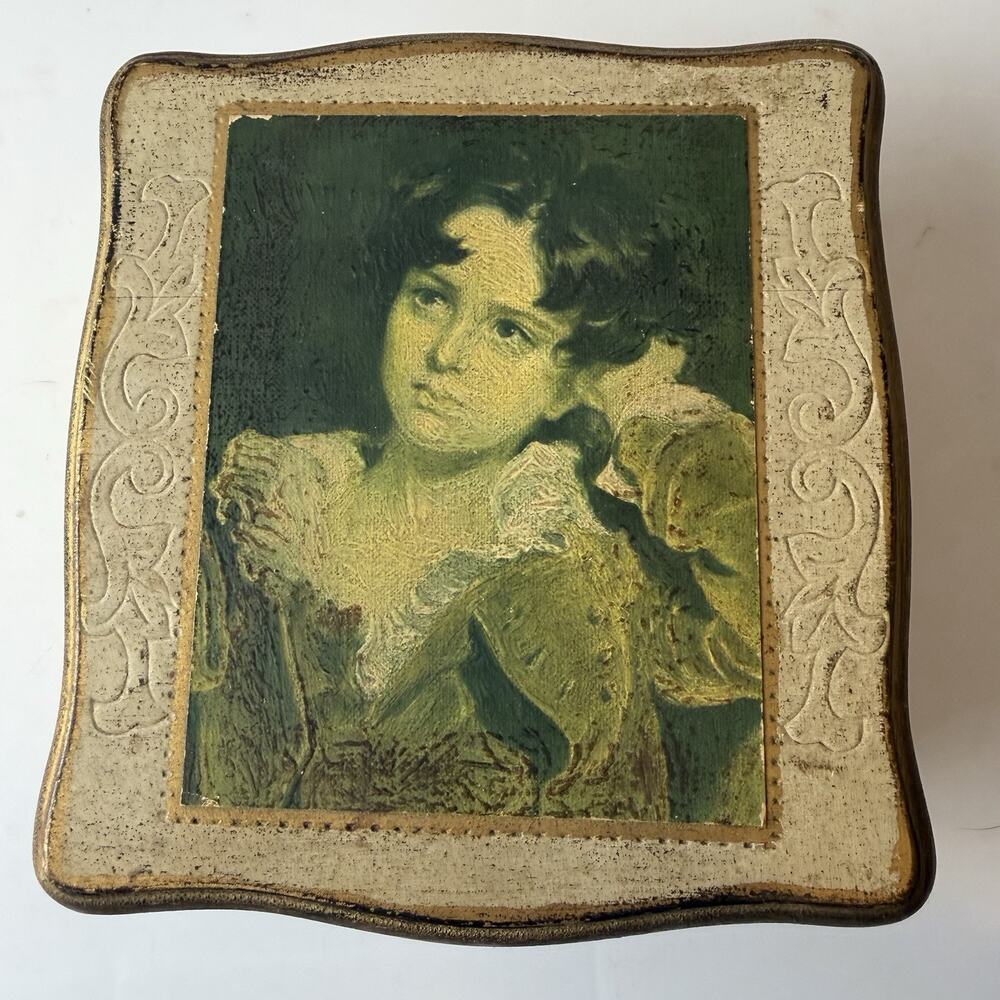 VTG Japanese Music Box Jewelry Box Victorian Girl TOYO Works Mid Century Decor